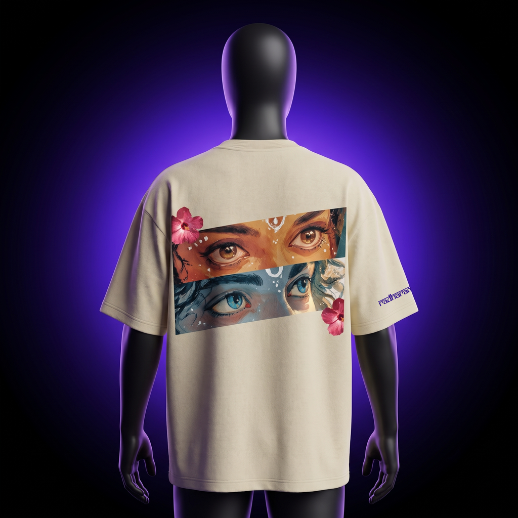Oversized Tee Radharaman Edition Beige / Black / Purple