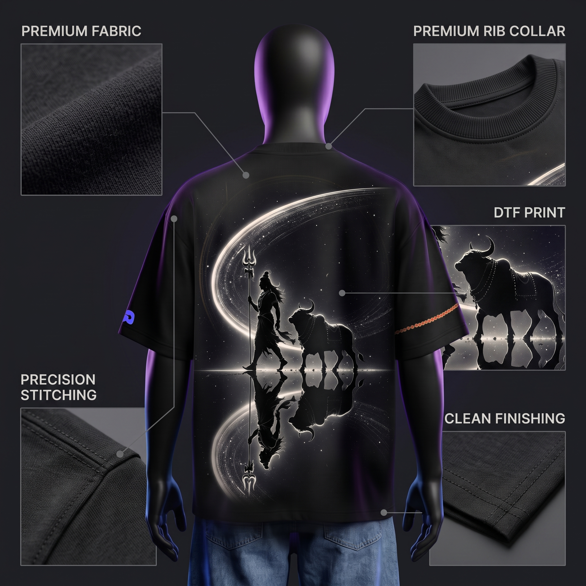 Black Oversized Tee SHIVAA Edition