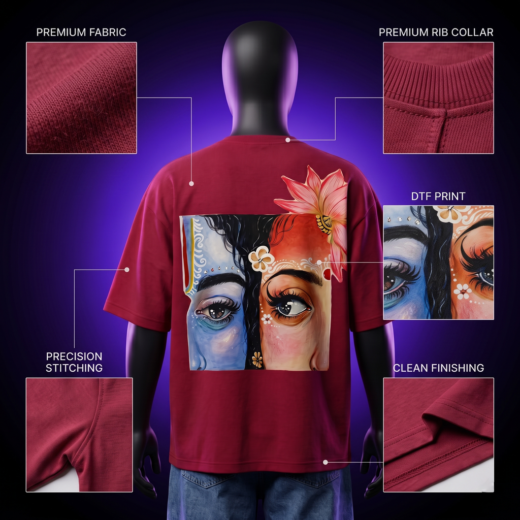 Red Oversized Tee Radharaman