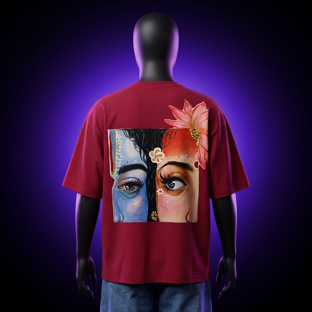 Red Oversized Tee Radharaman