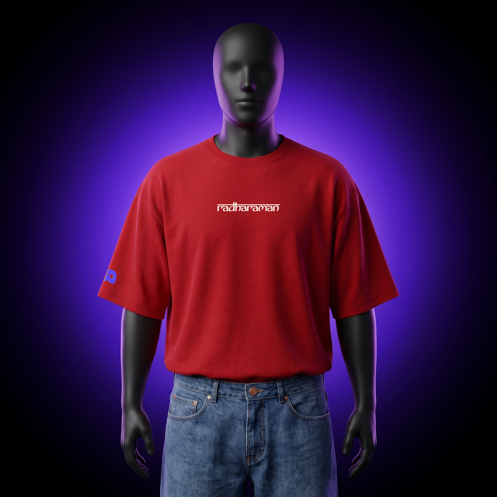 Radharaman Red Oversized Tee