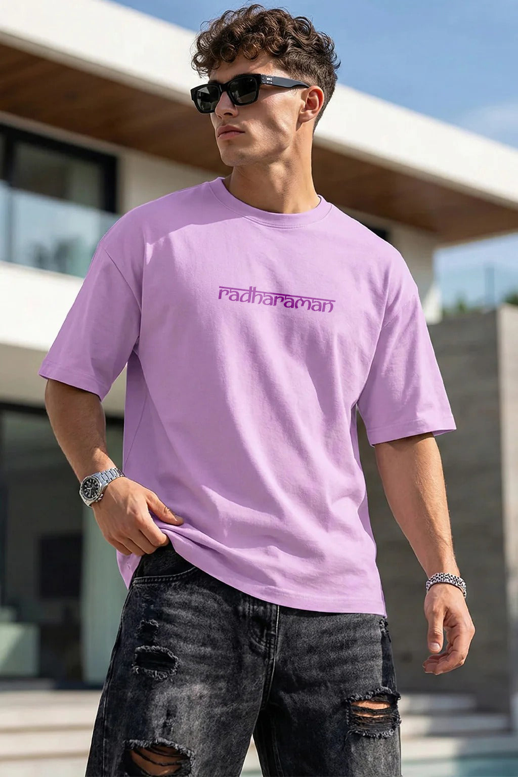Levender Purple Oversized Tee Radharaman